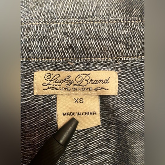 LUCKY BRAND WESTERN SNAP FRONT COTTON DENIM SHIRT TOP BUTTON DOWN SIZE XS - Picture 6 of 9